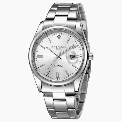 CHRONOS Top Brand Luxury Man Wristwatch Waterproof Luminous Date Men Watches Stainless Steel Quartz Men's Watch Male reloj