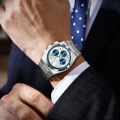 POEDAGAR Top Business Man Quartz Watch Waterproof Luminous Date Chronograph Stylish Watches For Men Stainless Steel Men's Watch